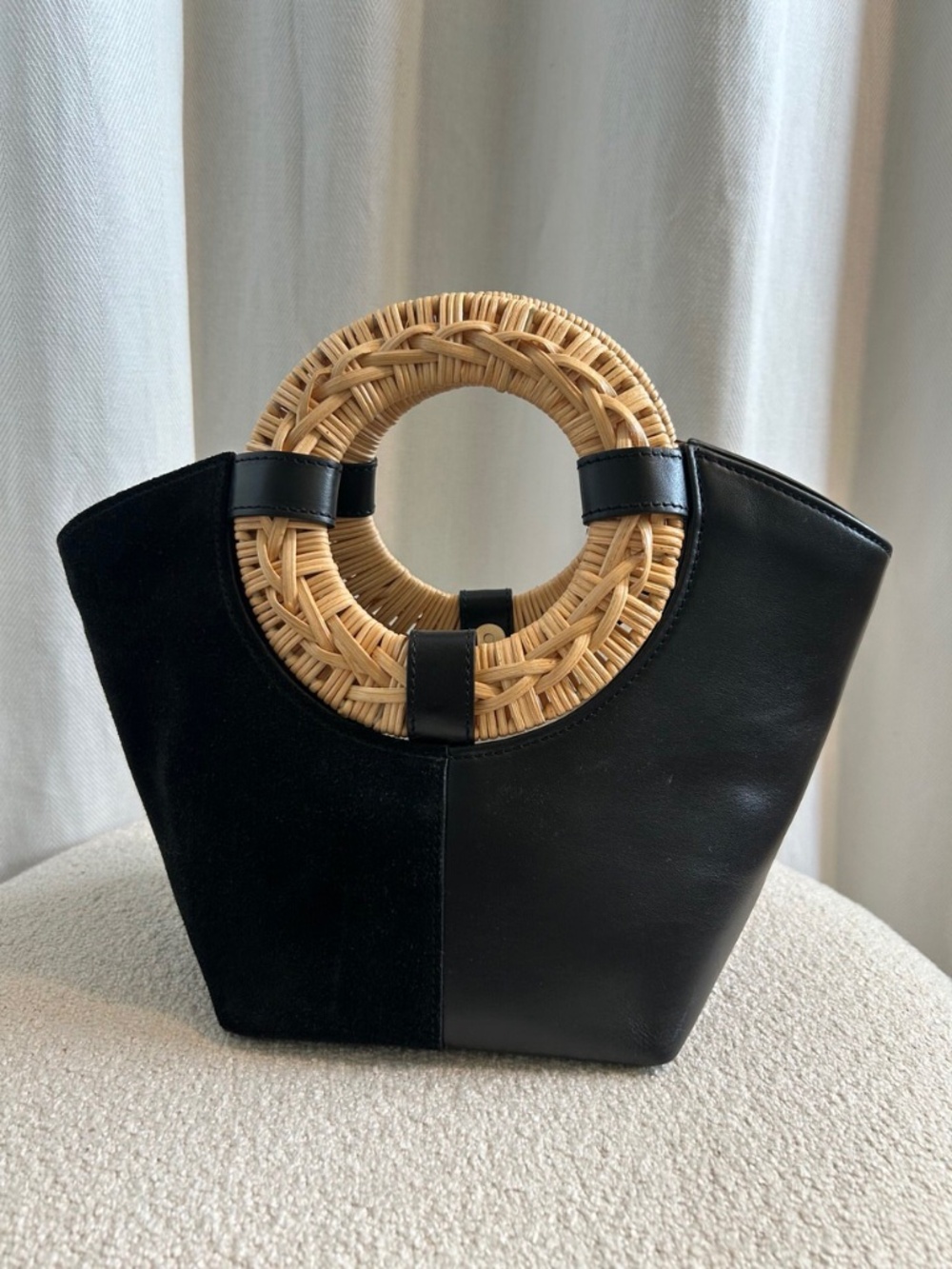 Ulla Johnson Axis Mini Leather & Suede Top Handle tote with Woven  Handles